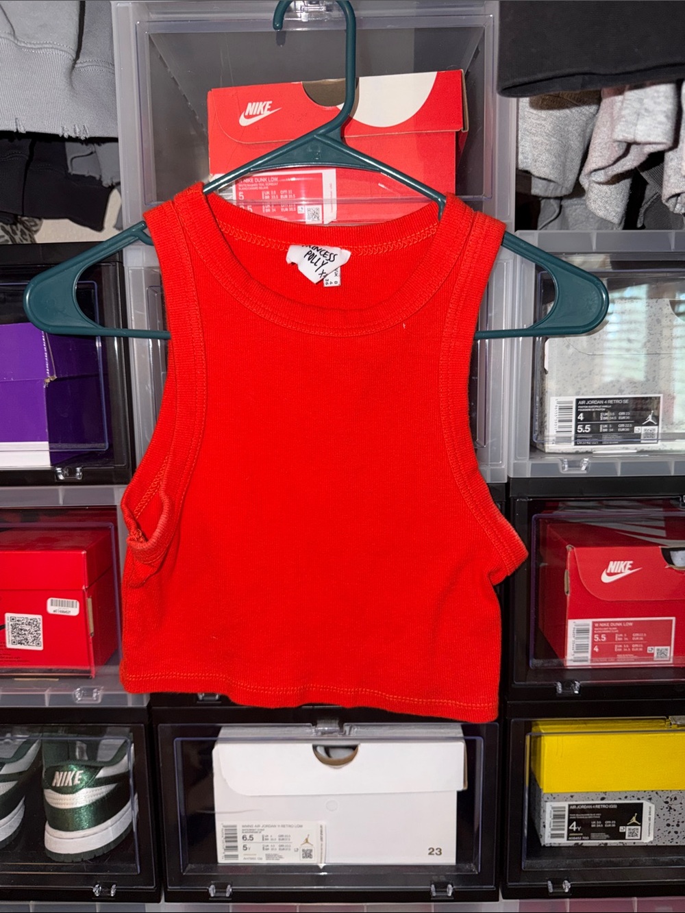 Princess Polly Red Ribbed Cropped Tank
